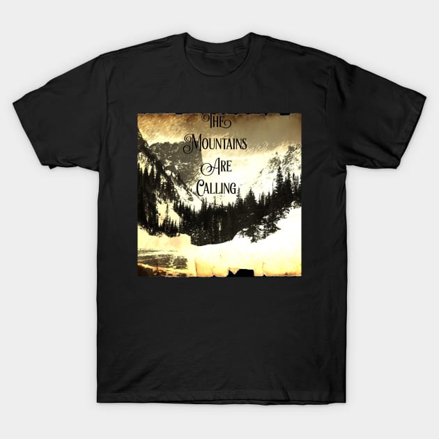 John Muir quote typography mountains are calling and i must go T-Shirt by Tina